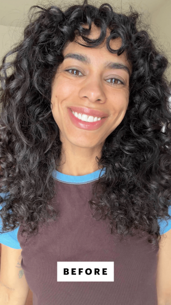 A selfie of Allure senior commerce director Shanna Shipin before applying the Ilia Super Serum Skin Tint SPF 40